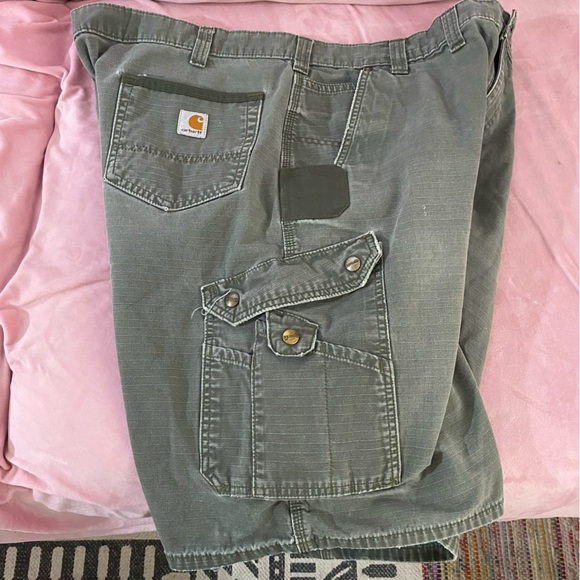 Carhartt Relaxed Fit Cargo Carpenter Shorts Multi Pocket Army Green 44 Waist - Picture 1 of 13